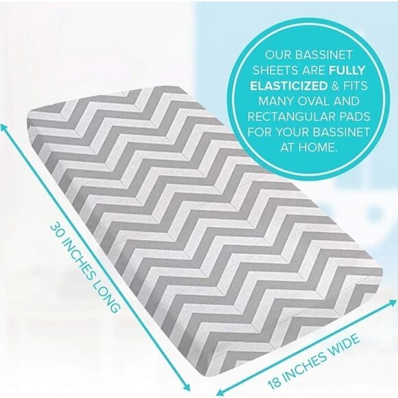Kushies Grey White Chevron Baby Bassinet Sheet - Picture 3 of 8